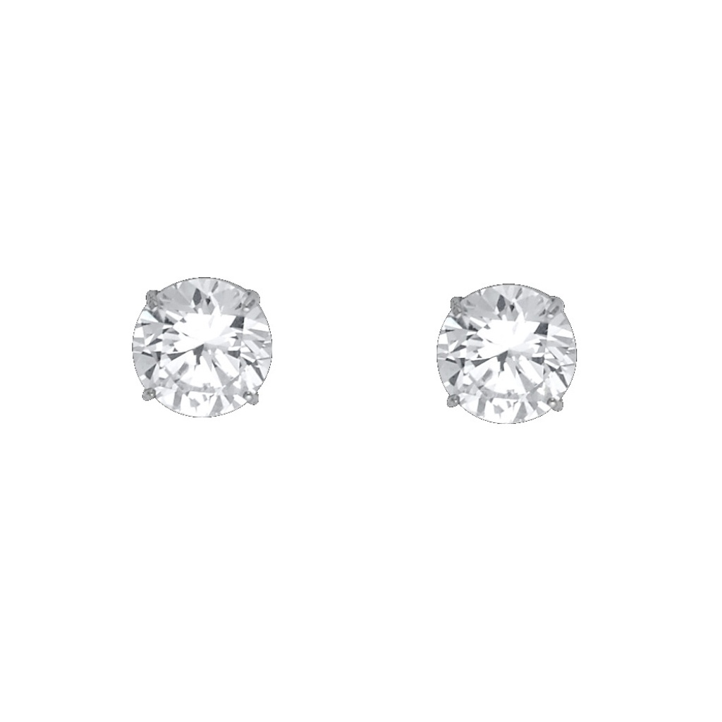 14k White 8mm Round Cz Basket Stud Earrings 89$